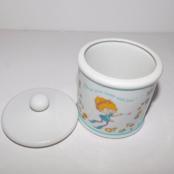 Vintage 80s Herself the Elf Apothecary Fine Porcelain Lidded Trinket Jar Japan - Picture 5 of 7